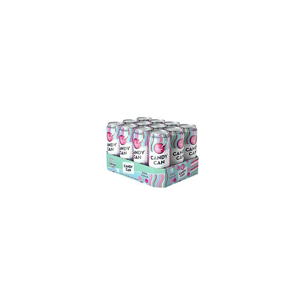 Candy Can, Cotton Candy, Fizzy Drink, Nostalgic Cans (330ml x 12 Pack)