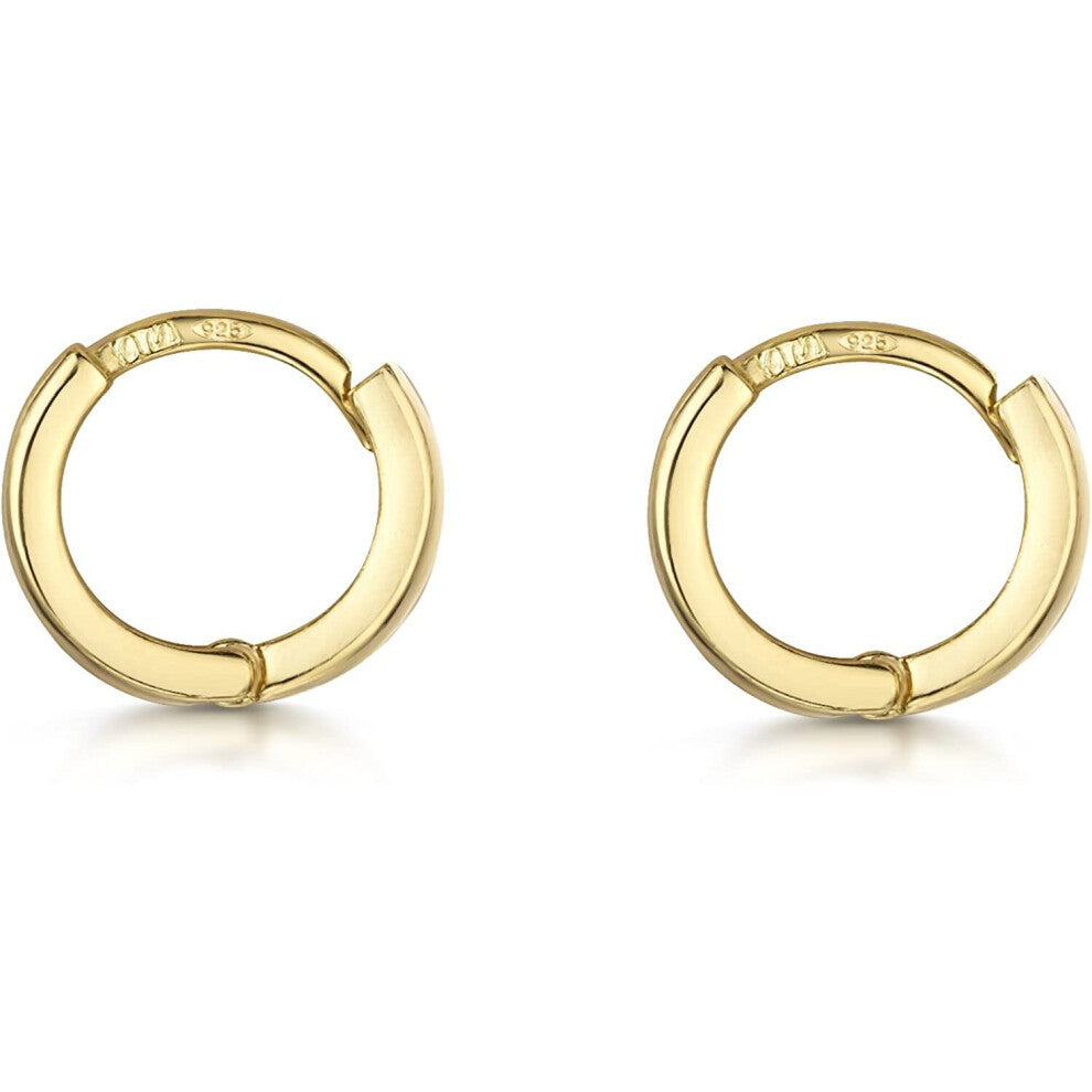 Amberta Gold Plated on Fine 925 Sterling Silver Pair of Round Hinged Hoops - Sleeper Earrings Diameter 10 20 45 65 mm