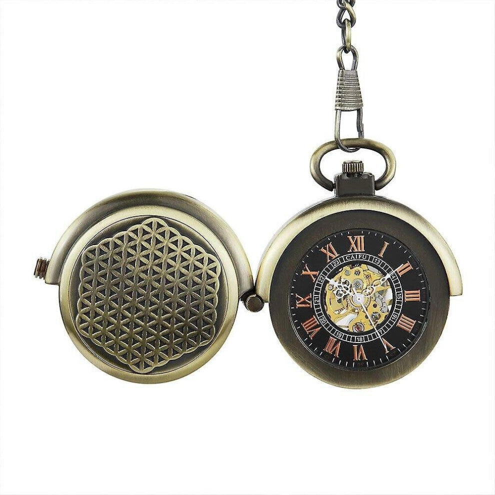 Antique Retro Hollow Cover Double Turntable Capping Hand Winding Mechanical Pocket Watches