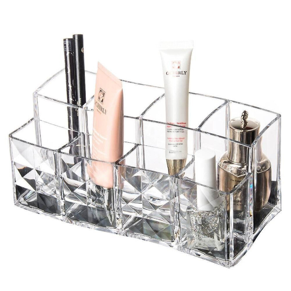 Eight-grid Diamond Surface Simple Storage Box, Cosmetic Jewelry Storage Box, Desktop Acrylic Office