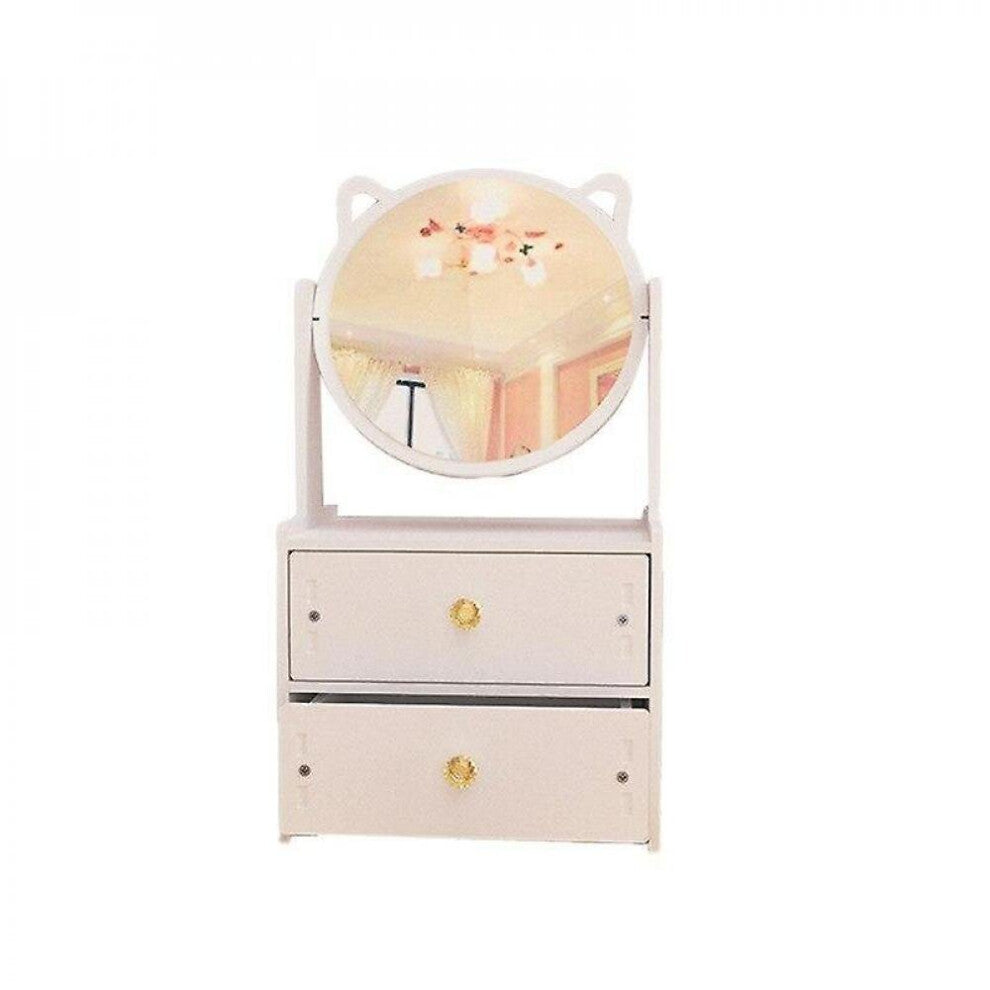 Cute Cat Ears Creativity Makeup Storage Box Desktop Dustproof Drawer Type Solid Wood Boxes Bins