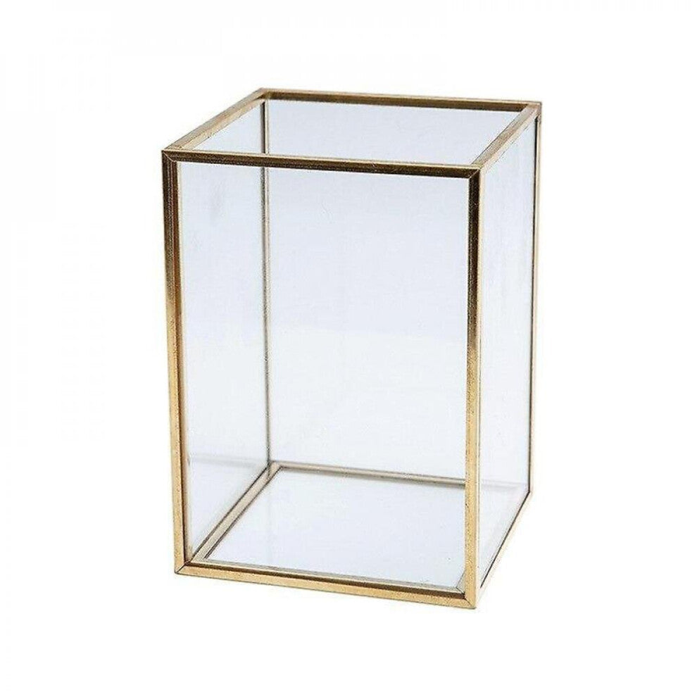 Cosmetic Storage Box Golden Desktop Lipstick Finishing Glass Jewelry Classification Boxes Bins