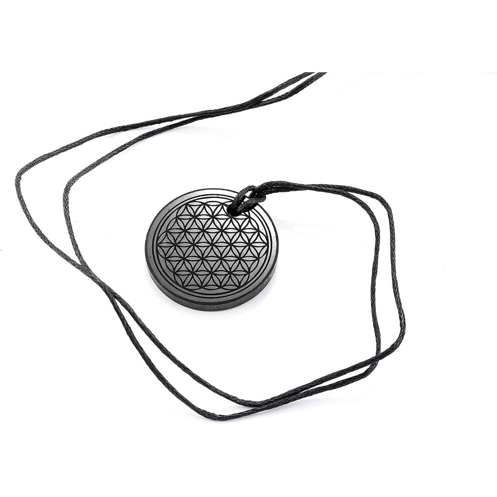 SN NATURSTEIN UG - Shungite Pendant"Flower of Life", 50 mm | Gem Stone from Karelia