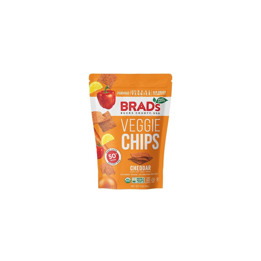 Brads Raw Foods Veggie Chips Cheddar -- 3 oz