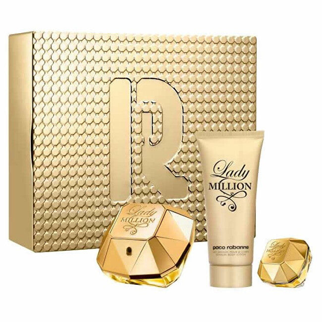 Rabanne Lady Million - EDP 80 ml + body lotion 100 ml + EDP 5 ml