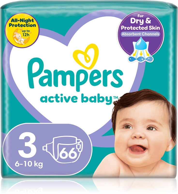 Pampers Couches jetables Active Baby taille 3 6-11 kg 66 pièces