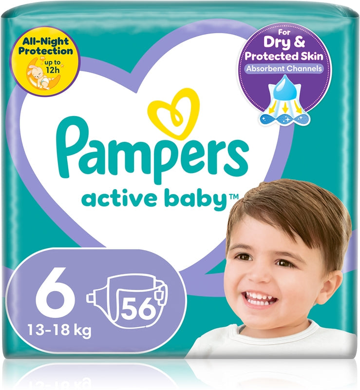 Pampers Couches jetables Active Baby taille 6 13-18 kg 56 pièces
