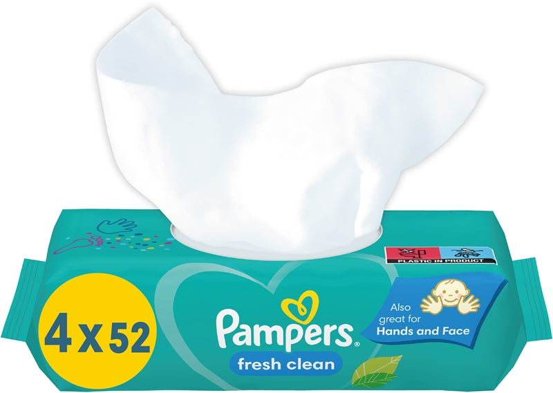Pampers Fresh Clean Babyvåtrenseservietter for sensitiv hud 4x52stk