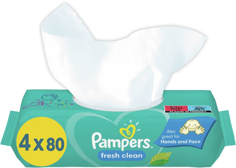 Pampers Fresh Clean Babyvåtrenseservietter for sensitiv hud 4x80 stk