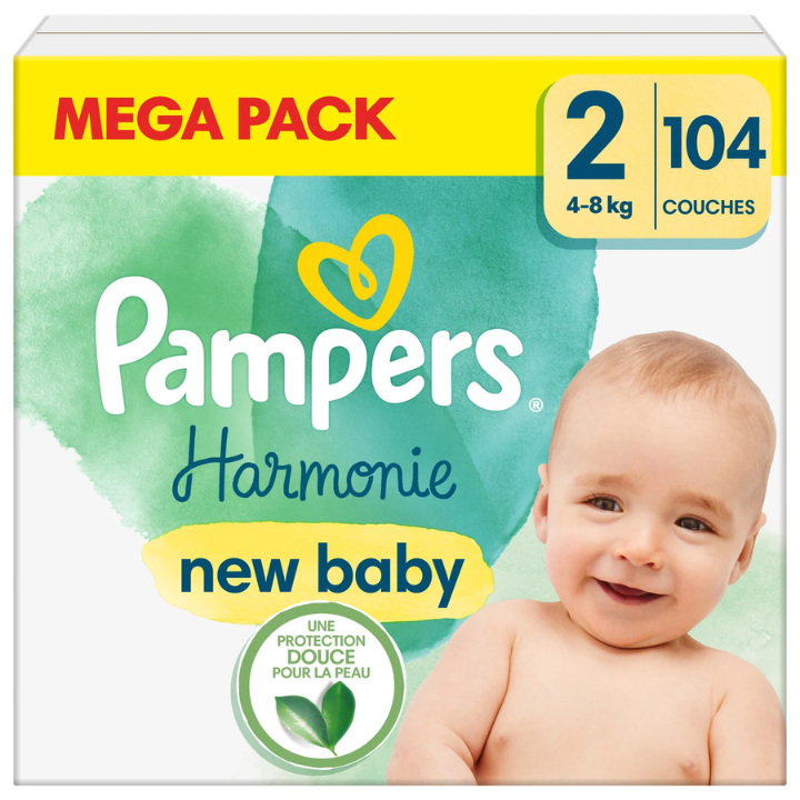 Pampers Harmonie Mega Pack Størrelse 2 (4-8 kg) 104 sofaer