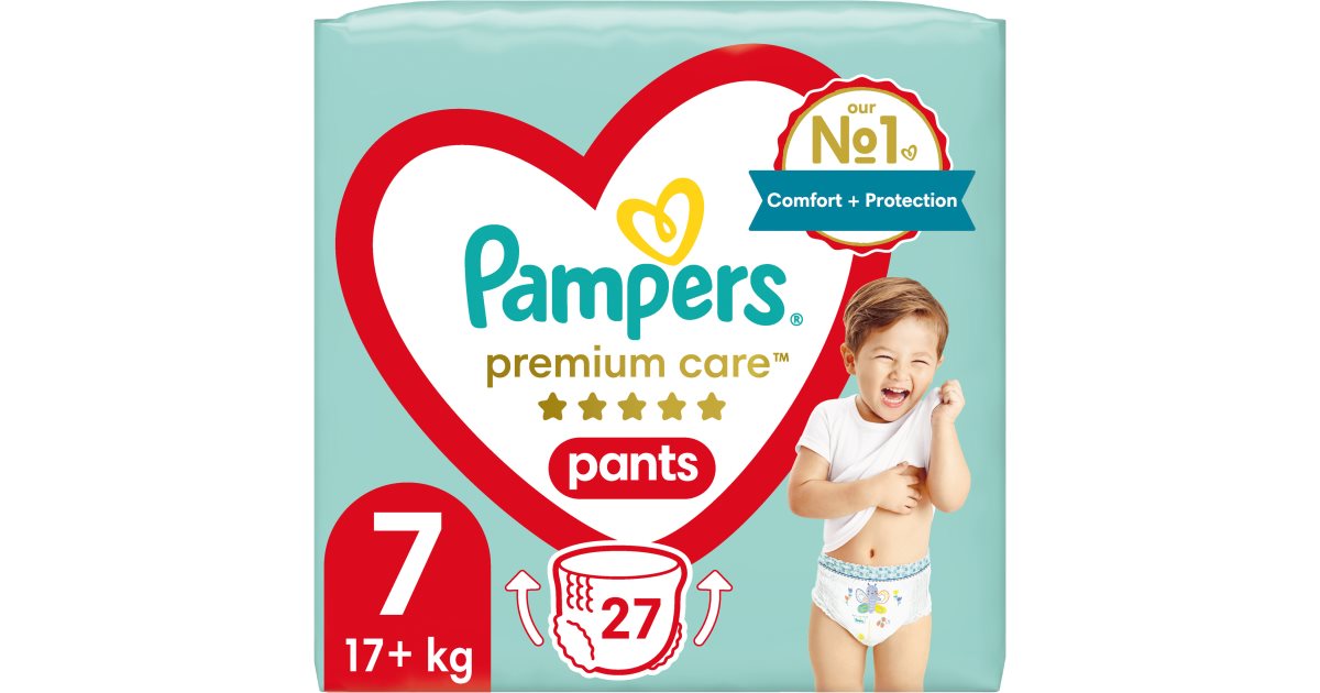 Pampers Couches-culottes jetables Premium Care Pants taille 7, 17 kg et plus, 27 pièces