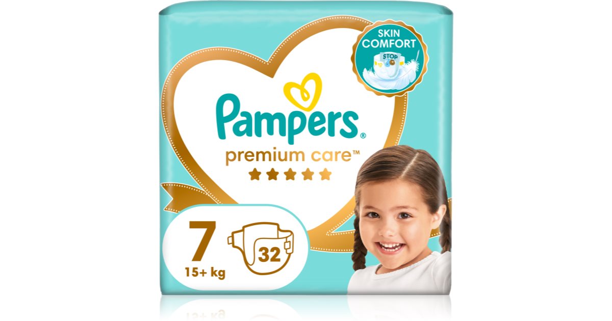 Pampers Couches jetables Premium Care taille 7 15 kg et plus 32 pièces
