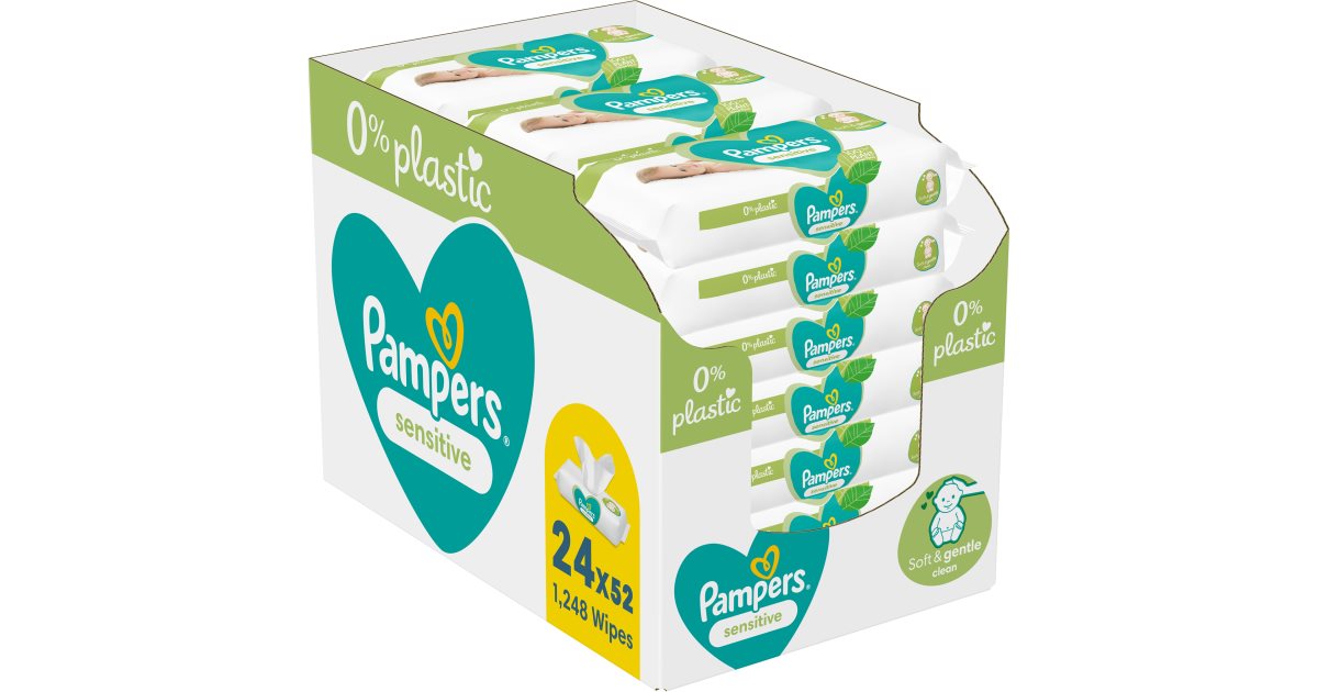 Pampers Følsom plastfri babyvådservietter til følsom hud 24x52 stk