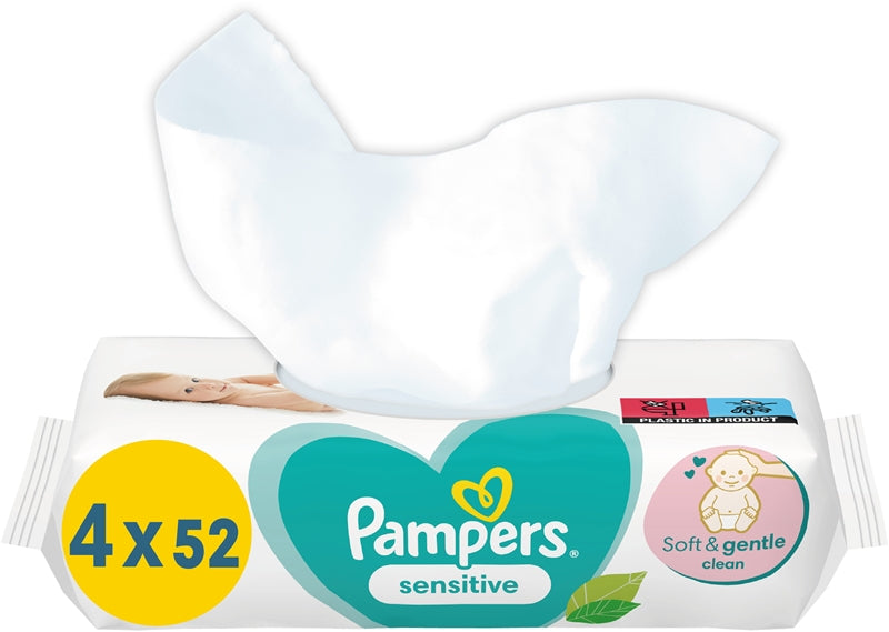 Pampers Sensitive babyvåtrenseservietter for sensitiv hud 4x52 stk
