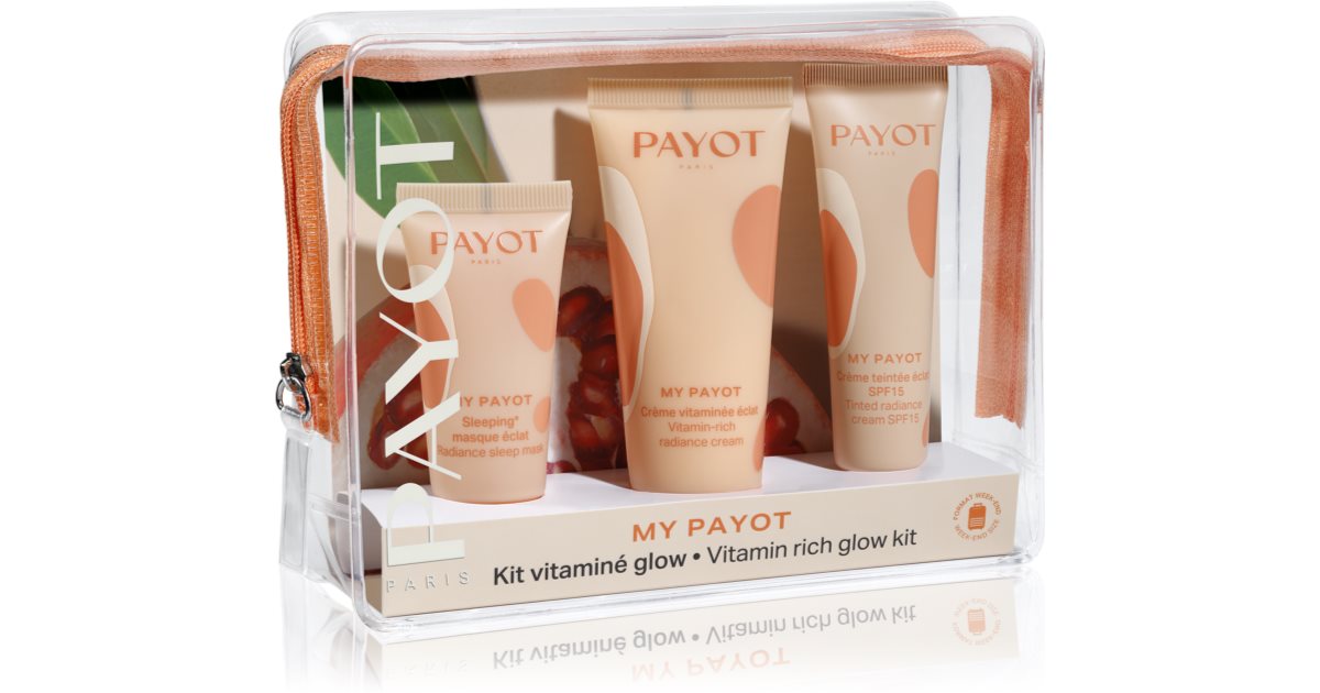 Payot Mon Payot Coffret cadeau Vitaminé Glow Kit avec Vitamines CC Crème pour un teint uniforme SPF 15 20 ml + Vitamine Crème 30 ml + Masque de nuit i