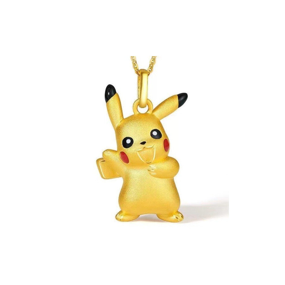 (C) Pokemon Pikachu Kawaii Ring Necklace Anime Gengar Pikachu Cute Smiling Face Index Finger Ring Action Figures