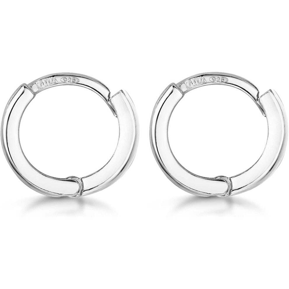 Amberta Fine 925 Sterling Silver Pair of Round Hinged Hoops - Sleeper Earrings Diameter 10 20 45 65 mm
