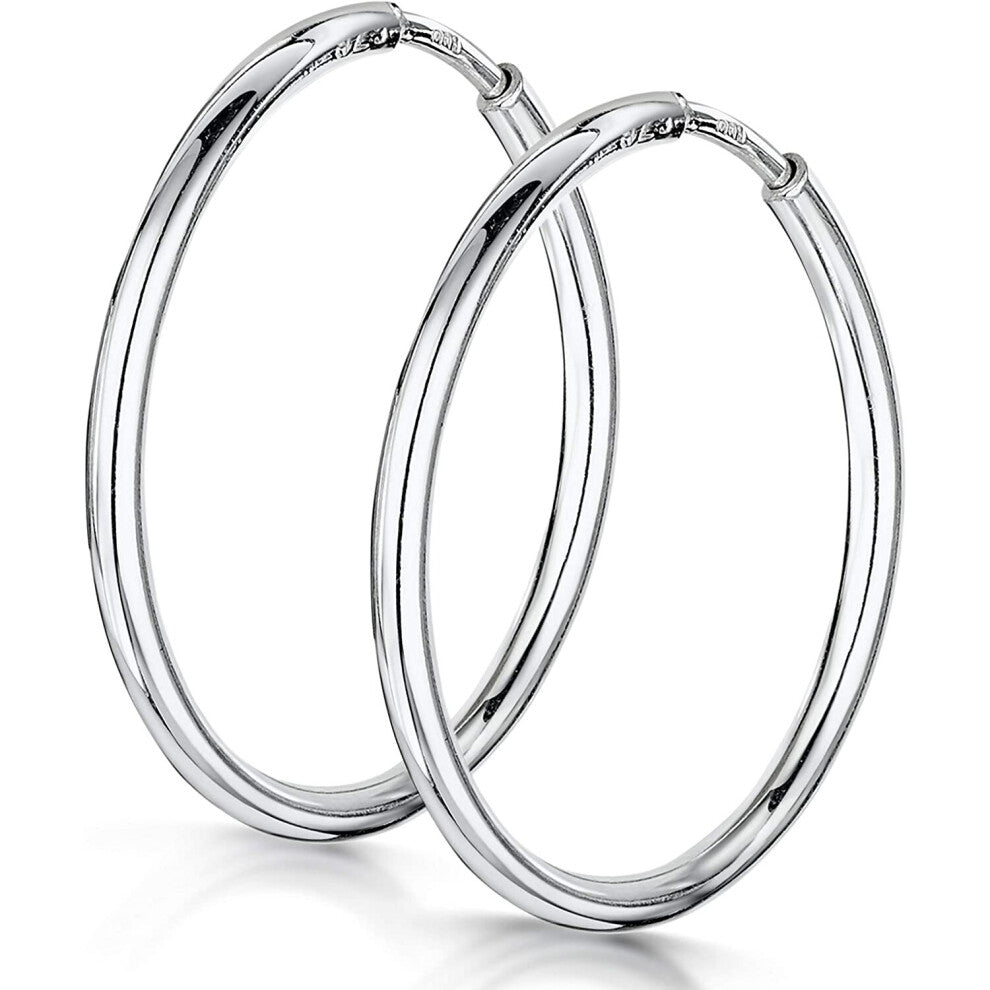 Amberta? 925 Sterling Silver Fine Circle Endless Hoops - Polished Round Sleeper Earrings Diameter Size: 20 30 40 60 70 mm