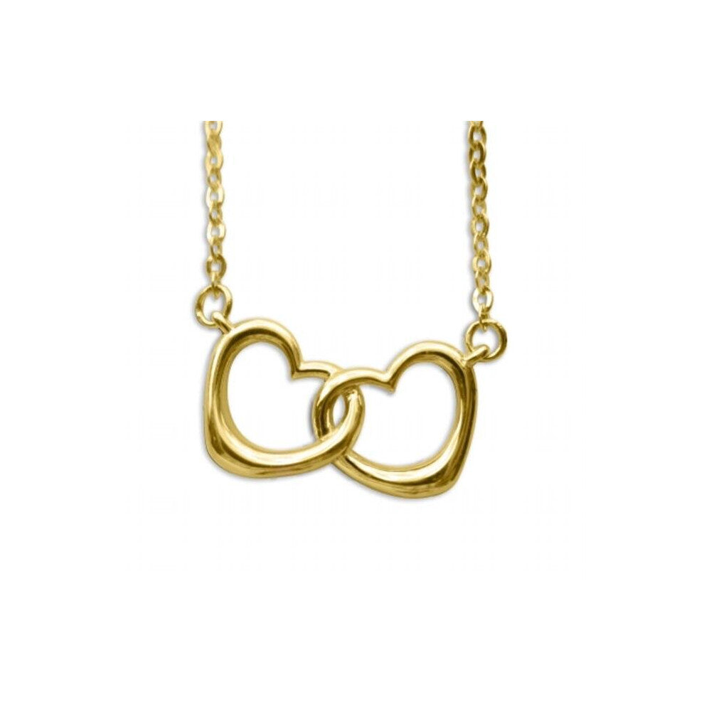 Precious Stars Jewelry 14k Yellow Gold Petite Intertwined Hearts Necklace