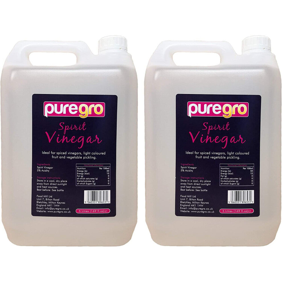 Puregro White Spirit Vinegar, 5 litres (Pack of 2)