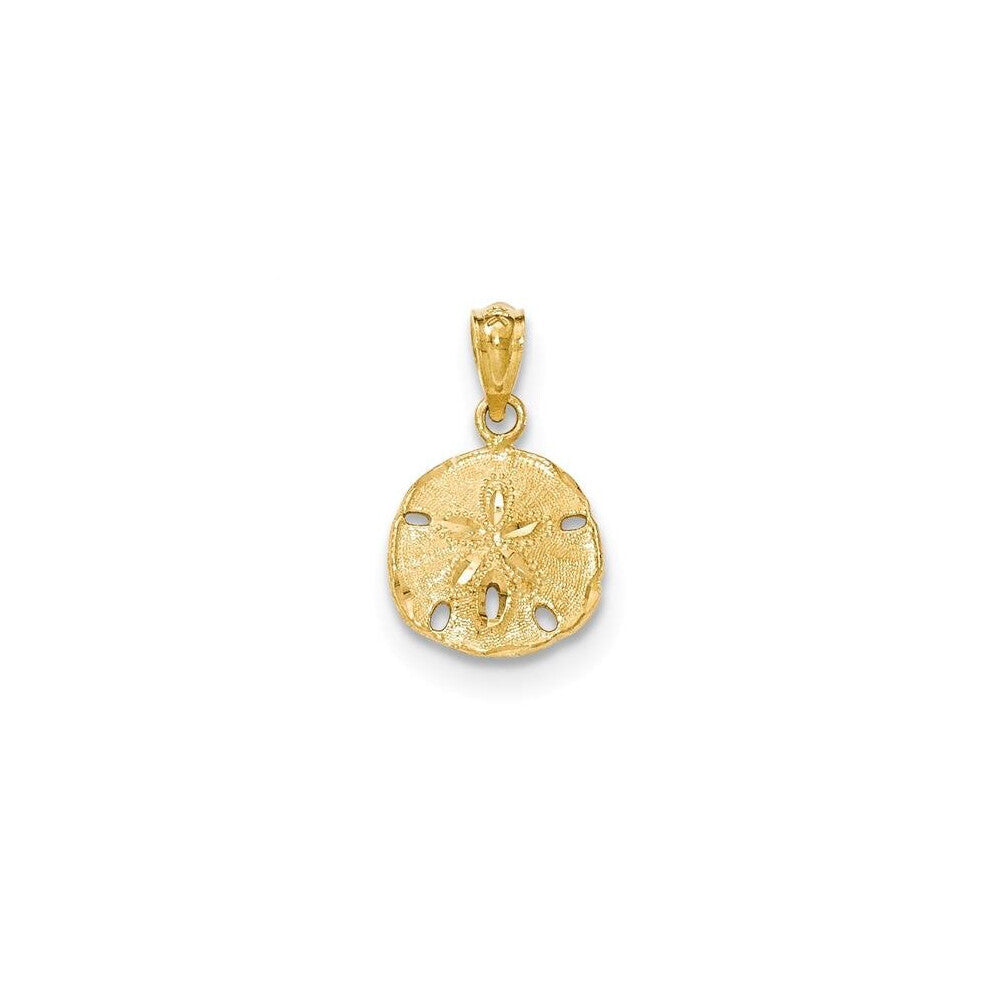 14K Yellow Gold Polished & Textured Sand Dollar Pendant