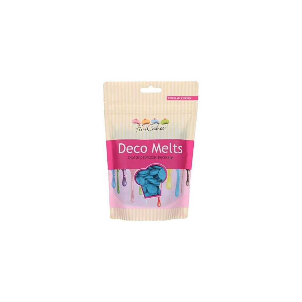 FunCakes Deco Melts Blue - Dip, Drip, Drizzle and Decorate Melt in The Microwave and Pour in Every Shape Make Candy, Drip Cakes, Lollipops and