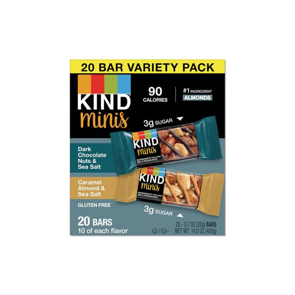 Kind  0.7 oz Minis Dark Chocolate Nuts & Sea Salt Caramel Almond Chocolate, 20 per Pack