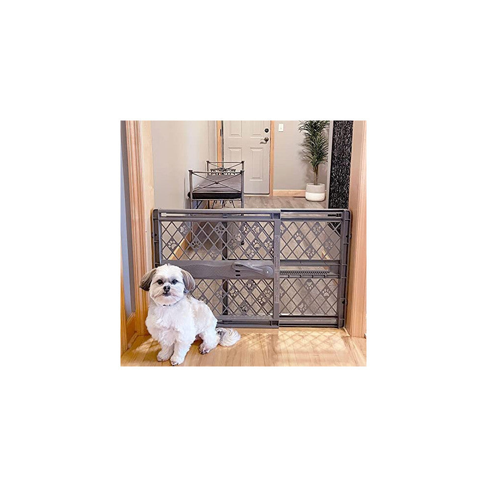 MYPET North States Paws 40" Portable Pet Gate: Expands & Locks in Place with no Tools. Pressure Mount. Fits 26"- 40" Wide (23" Tall, Fieldstone), 8874