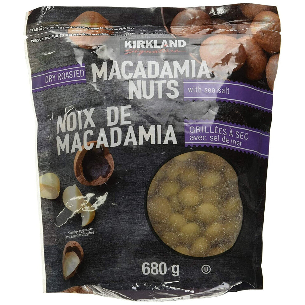 Kirkland Signature Dry Roasted Macadamia Nuts 680g Kosher Sea Salt Great for Snacks, Baking & Salads