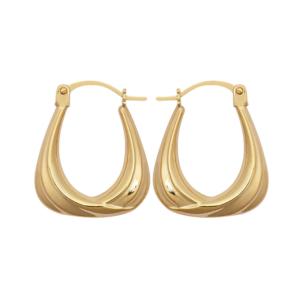 Jewelco London Ladies 9ct Yellow Gold Curtain Ribbon Handbag Creole Earrings - JER794