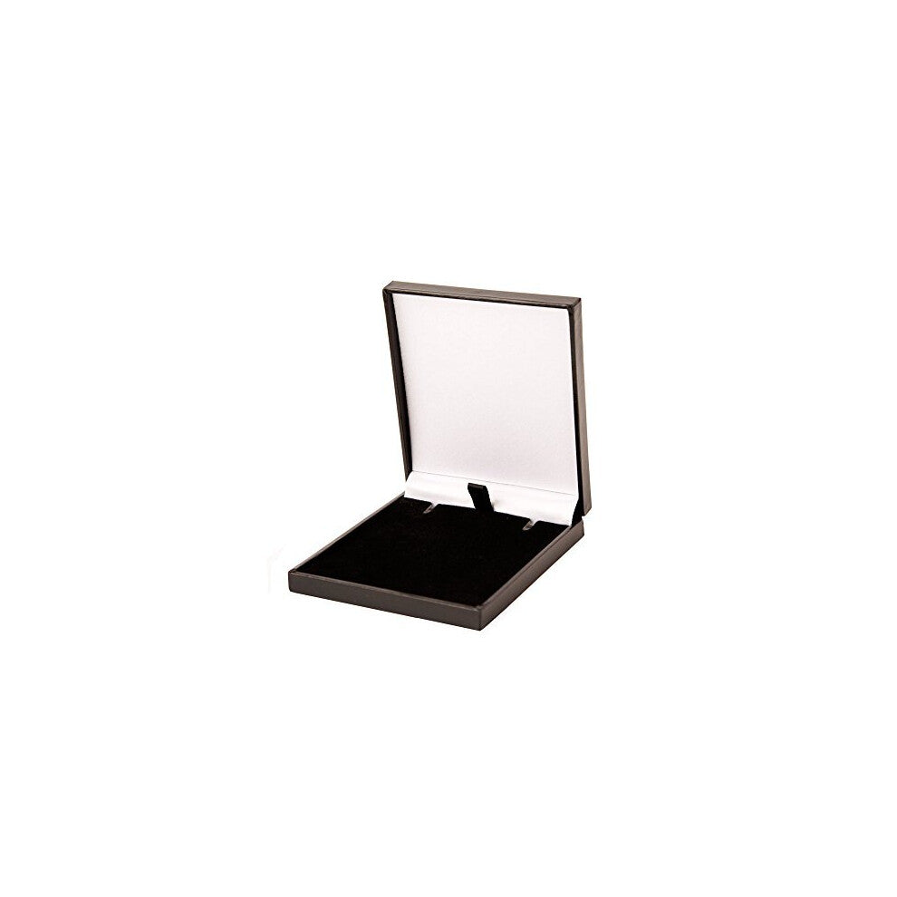 Slim Leatherette Jewellery Gift Box: Satin-lined for Necklace-Pendant (Economical to post) (Black)