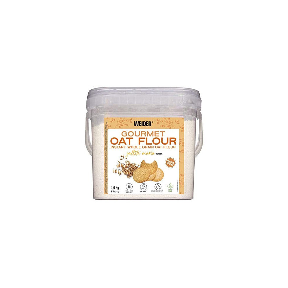 Weider Gourmet Oat Flour. Wholemeal Oatmeal. Protein source with low sugar content. Maria Cookie Flavor (1.9 kg)