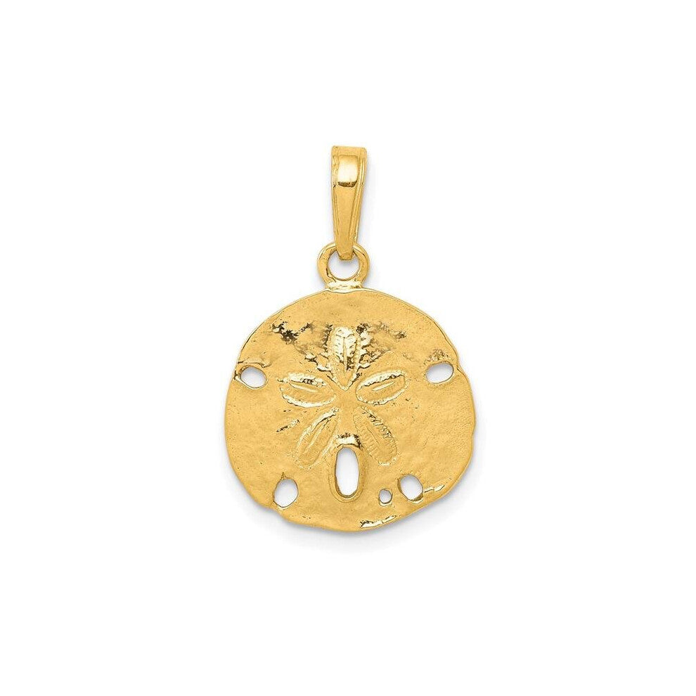 14K Yellow Gold Polished Sand Dollar Pendant