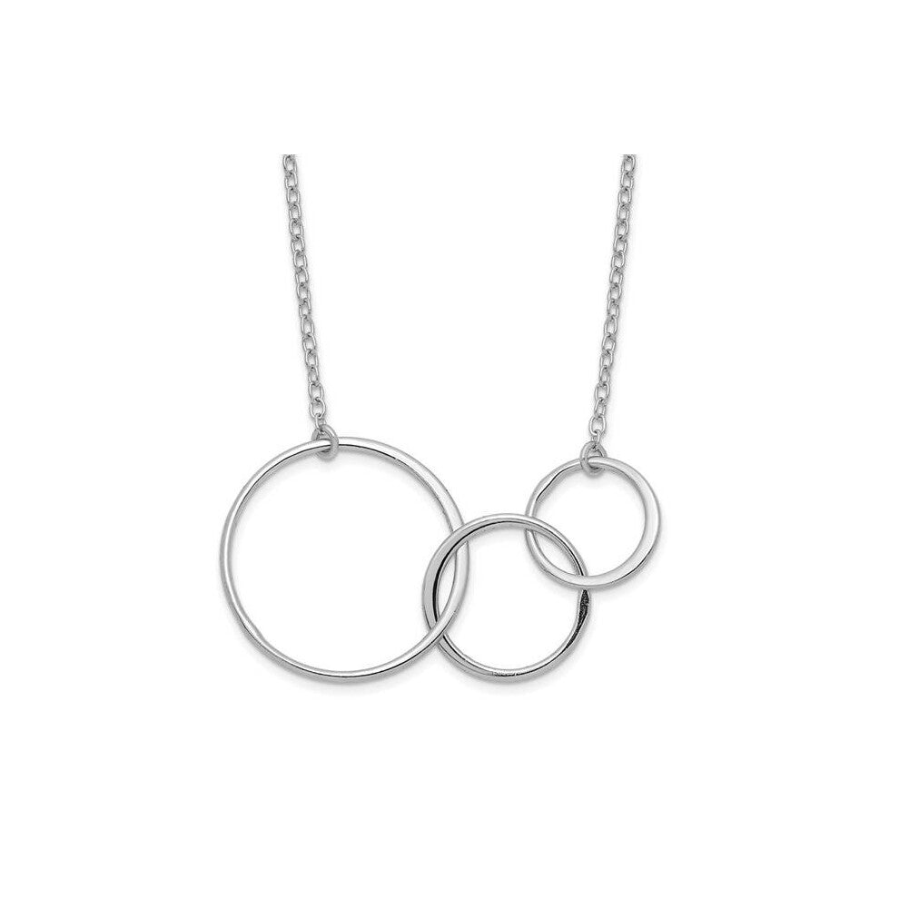 Sterling Silver Rhodium-Plated 3 Intertwined Circles with 2 in. Extension Necklace