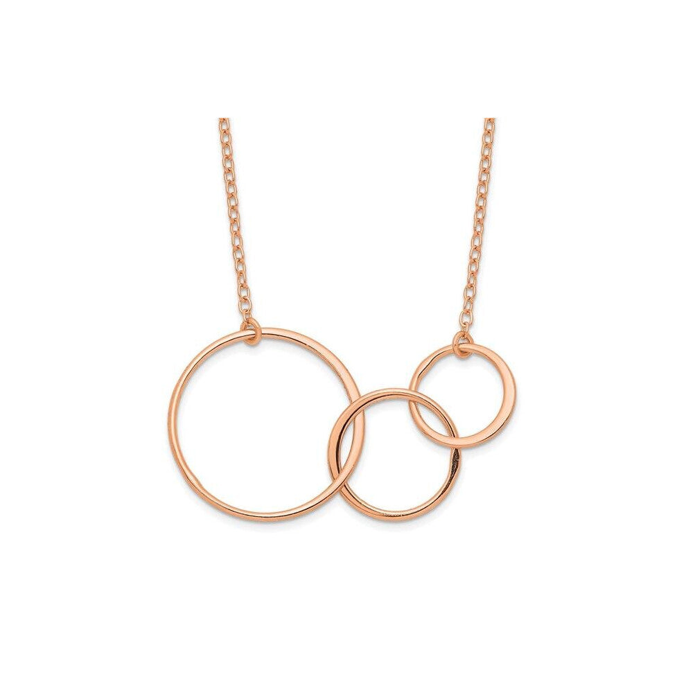 Sterling Silver Rose-Tone 3 Intertwined Circles with 2 in. Extension Necklace