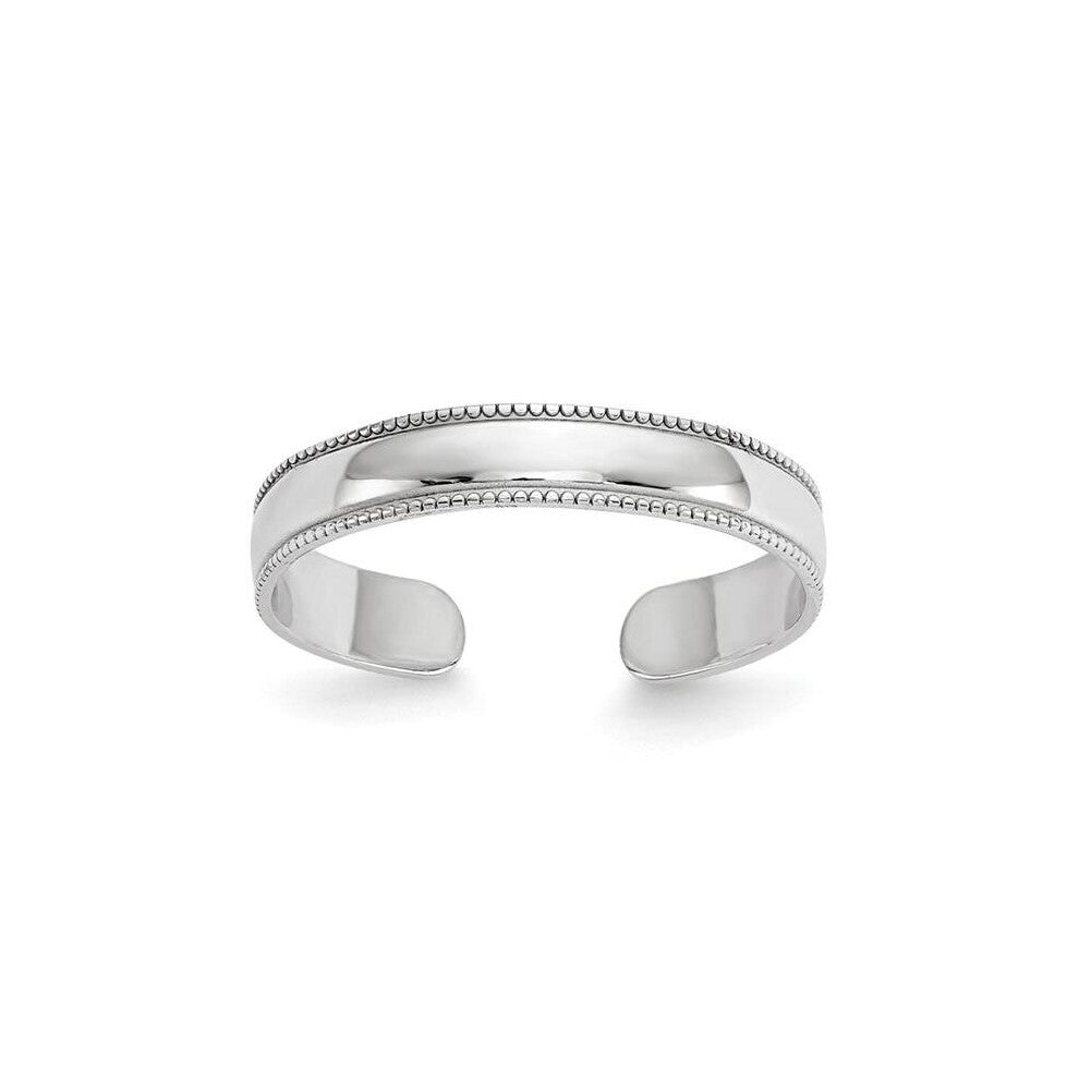 10K White Gold Mill Grain Adjustable Toe Ring