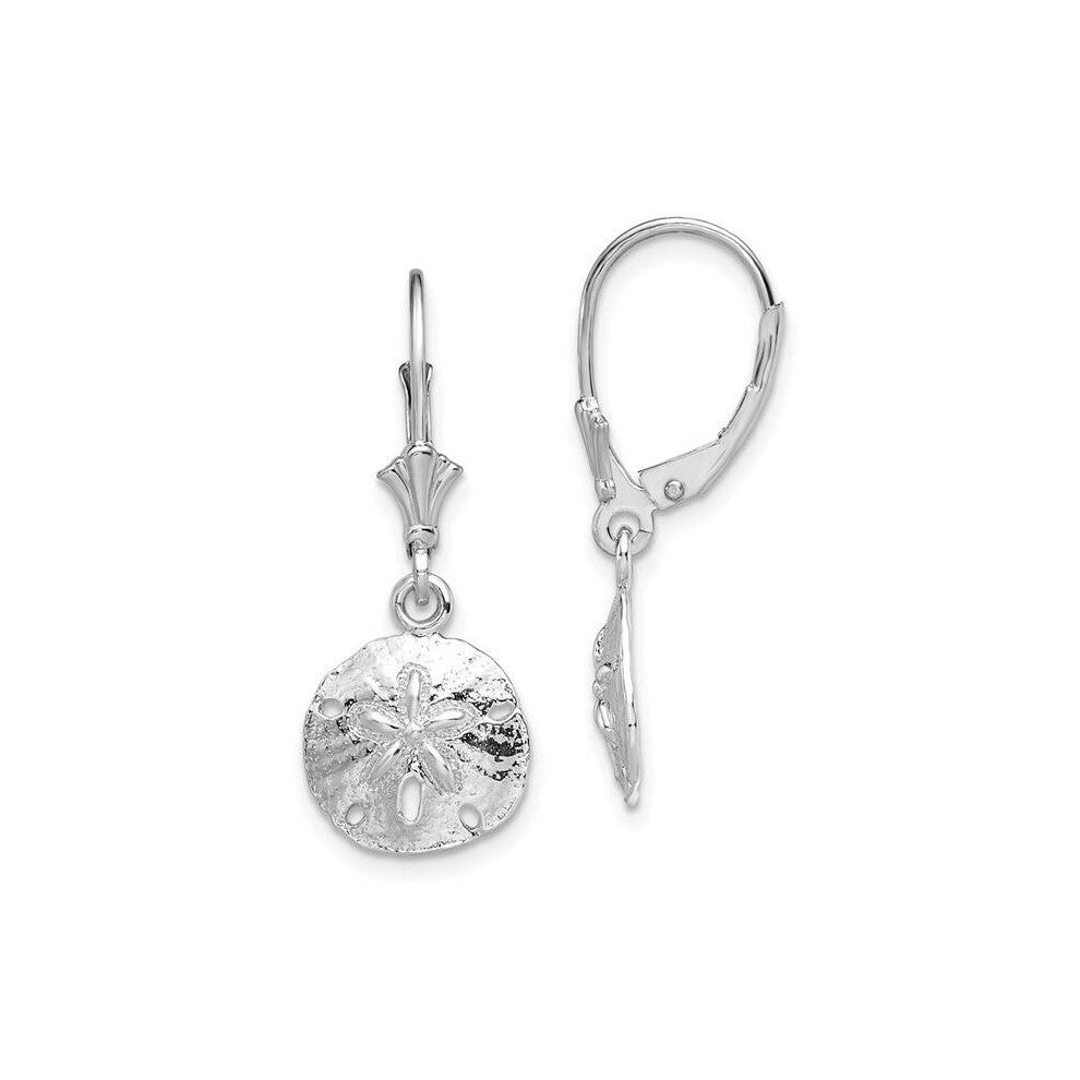 Sterling Silver Polished Sand Dollar Leverback Earrings