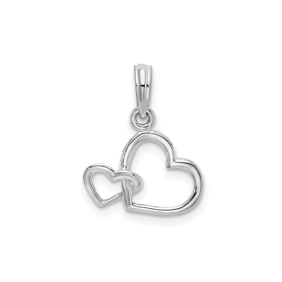 Sterling Silver Polished Intertwined Double Hearts Pendant