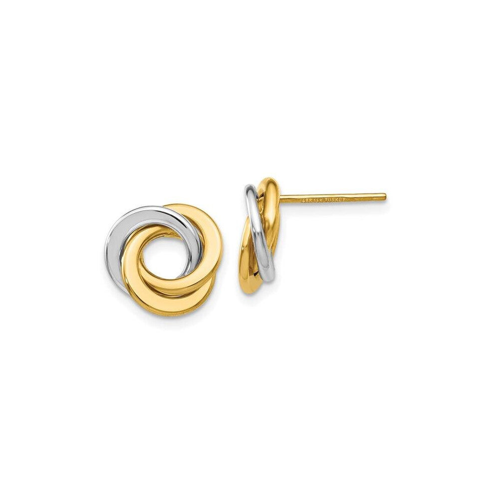 14K Two-Tone Polished Intertwined Circles Post Earrings