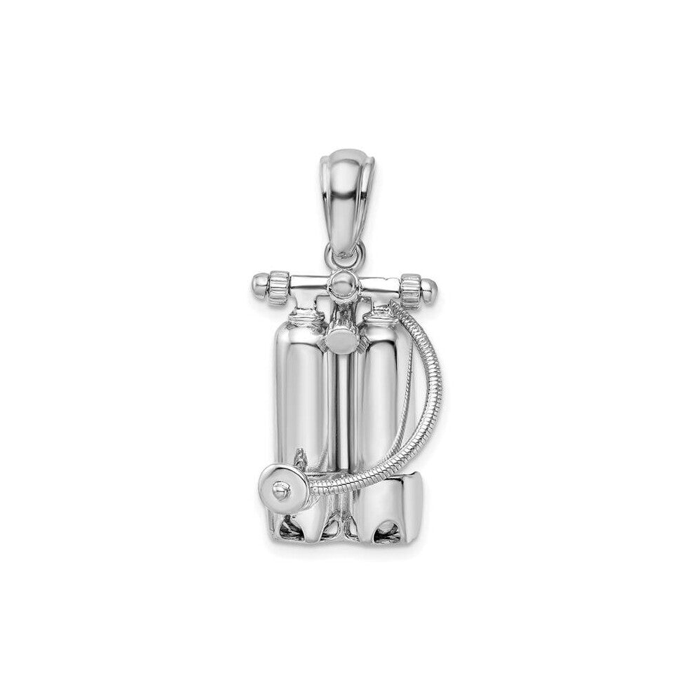 Sterling Silver Polished 3D Scuba Tanks with Hose Pendant