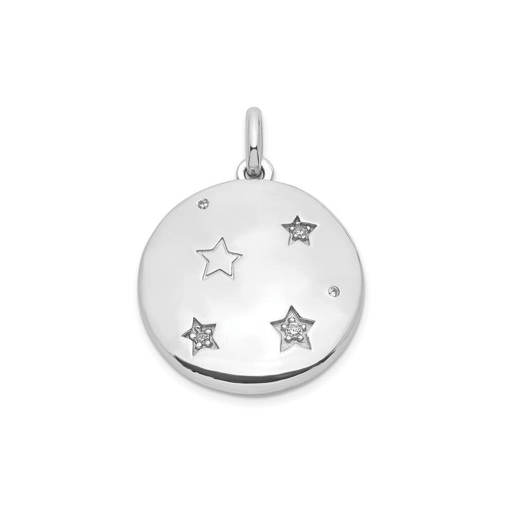 Sterling Silver Rhodium-Plated CZ Stars 20 mm Swing Locket