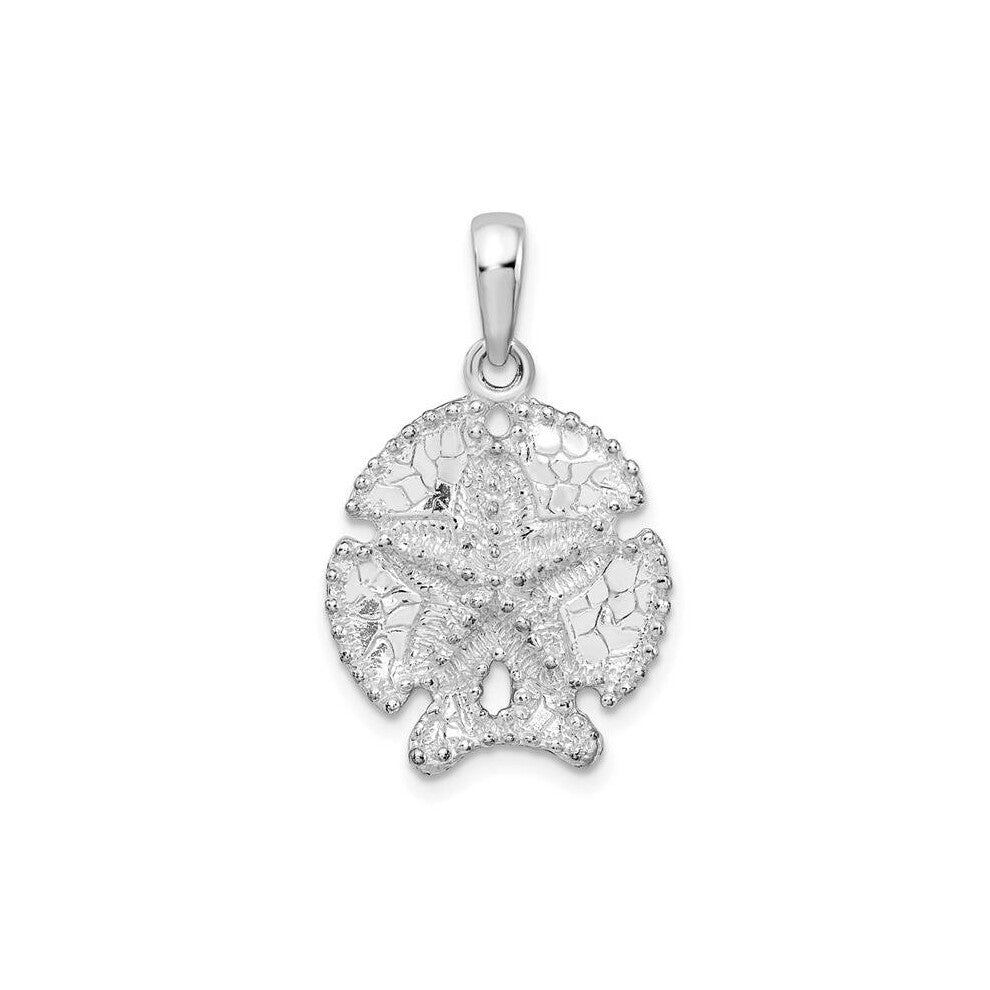 Sterling Silver Polished Textured Sand Dollar Pendant