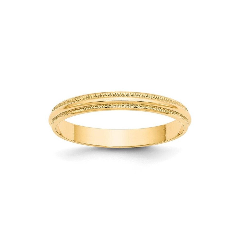 10K Yellow Gold 3 mm LTW Milgrain Half Round Band, Size 7