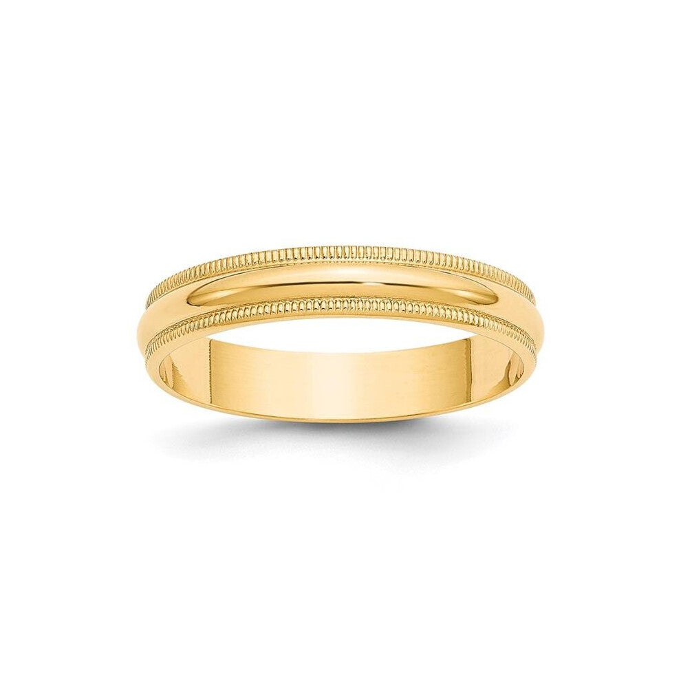 10K Yellow Gold 4 mm LTW Milgrain Half Round Band - Size 10.5