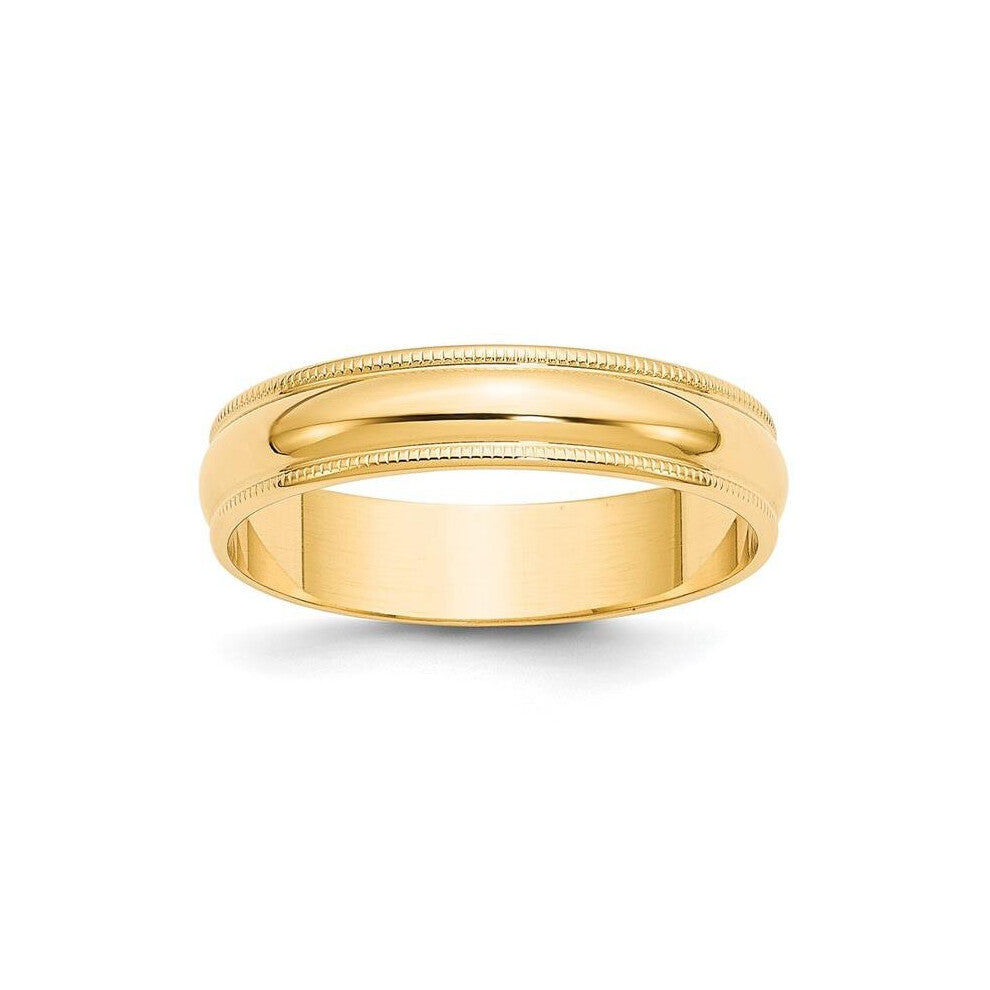 10K Yellow Gold 5 mm LTW Milgrain Half Round Band - Size 10