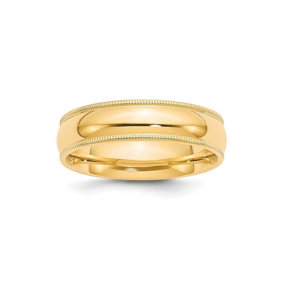14K 6mm Yellow Gold Milgrain Comfort Fit Band - Size 9.5
