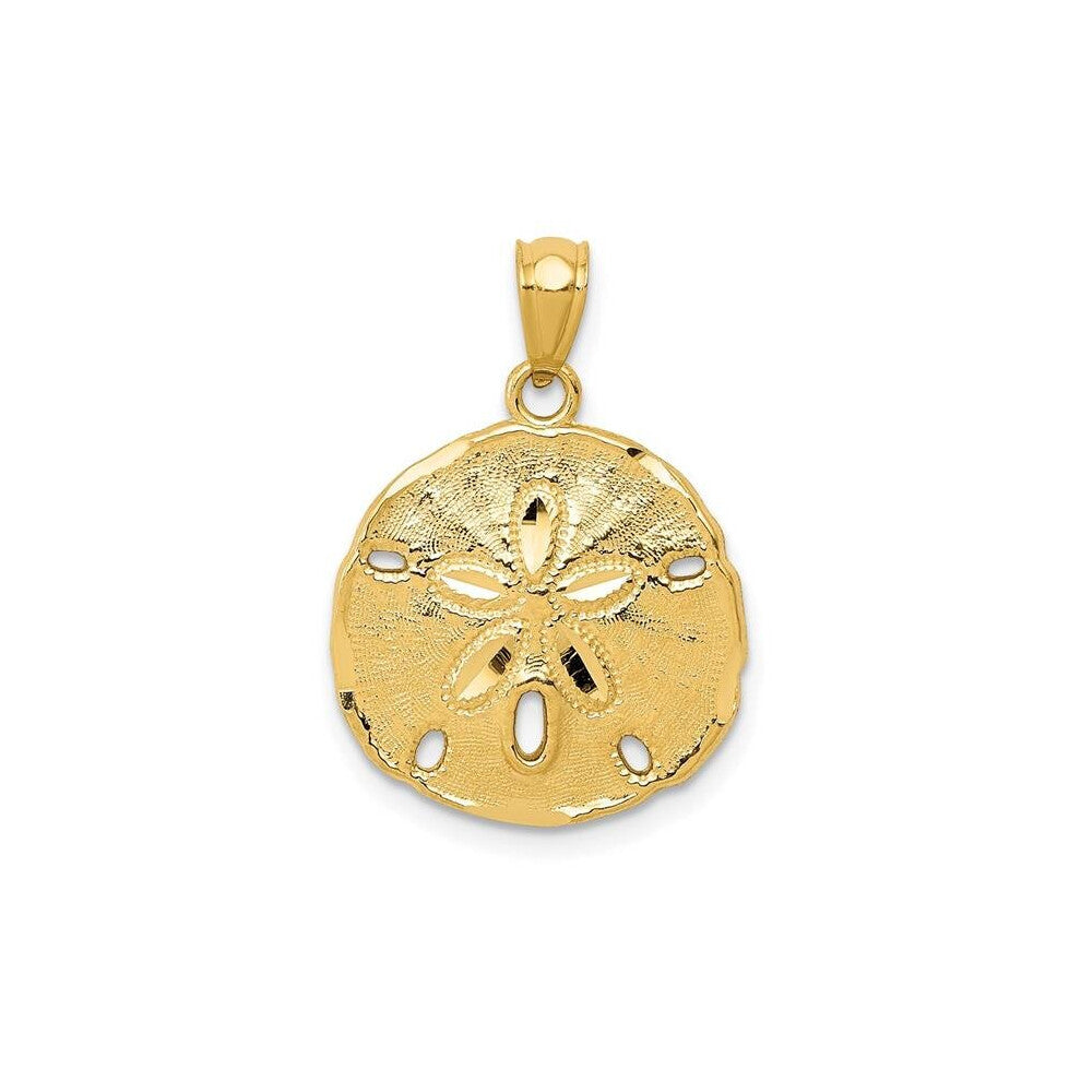 14K Yellow Gold Polished Large Sand Dollar Pendant