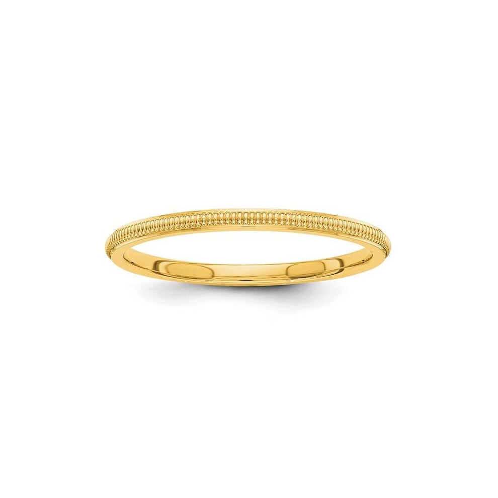 1.5 mm 14K Milgrain Band, Yellow - Size 7