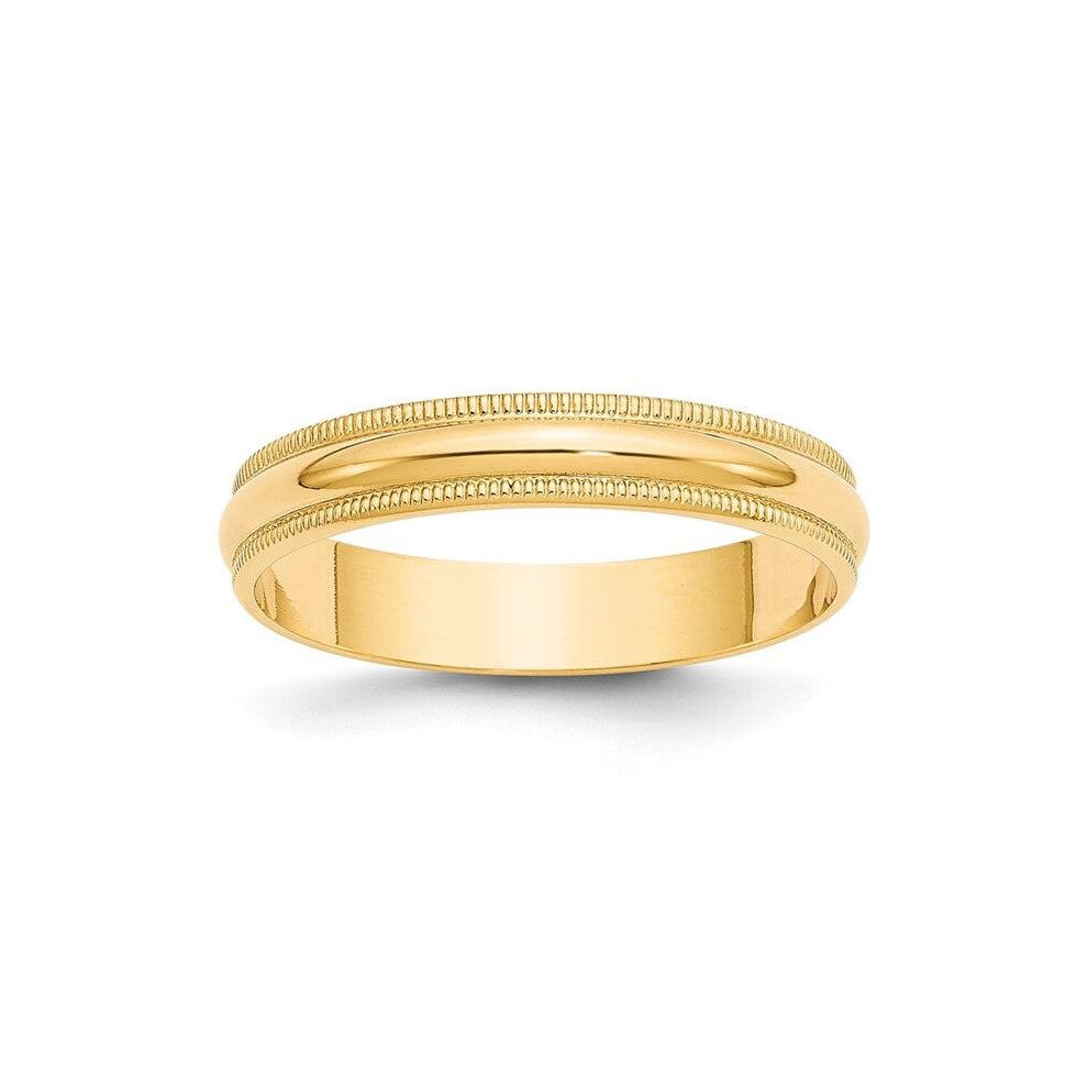 14K Yellow Gold 4 mm LTW Milgrain Half Round Band - Size 7