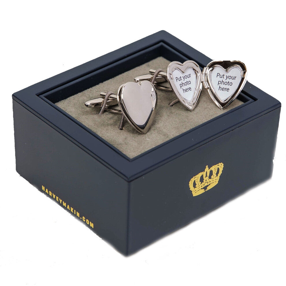 Love Heart Locket Photo Frame Cufflink Men's Accessories Harvey Makin Gift Box